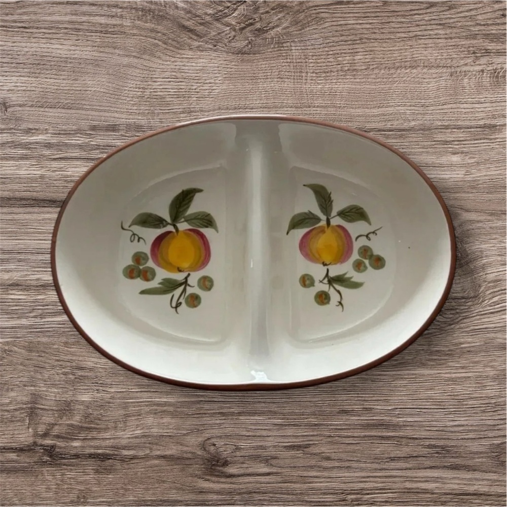 STANGL APPLE DELIGHT EUC DIVIDE VEGETABLE SERVING DISH BOWL FALL HOLIDAYS EVENTS